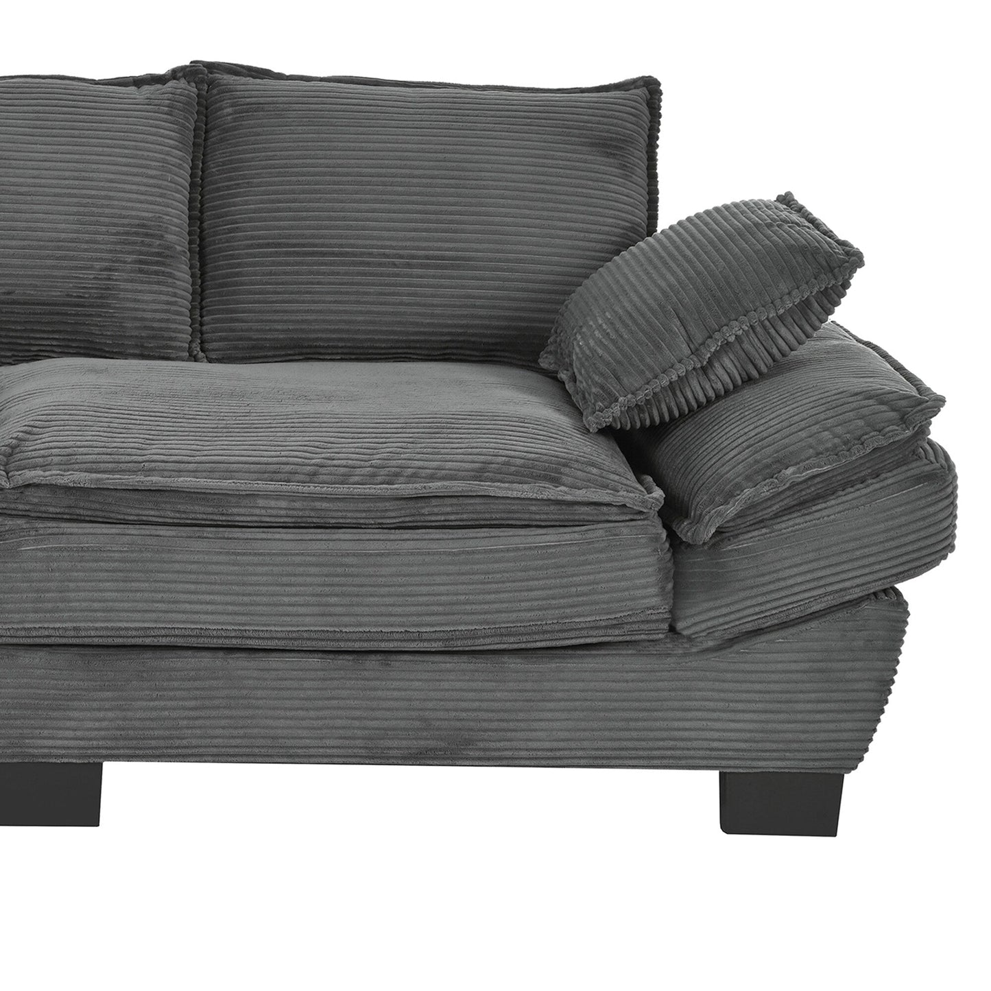 Gray Modern 85.4 Corduroy Upholstered Loveseat Sofa with 2 Decorative Throw Pillows for Living Room
