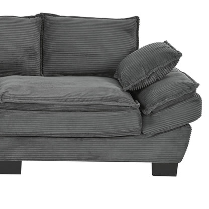 Gray Modern 85.4 Corduroy Upholstered Loveseat Sofa with 2 Decorative Throw Pillows for Living Room
