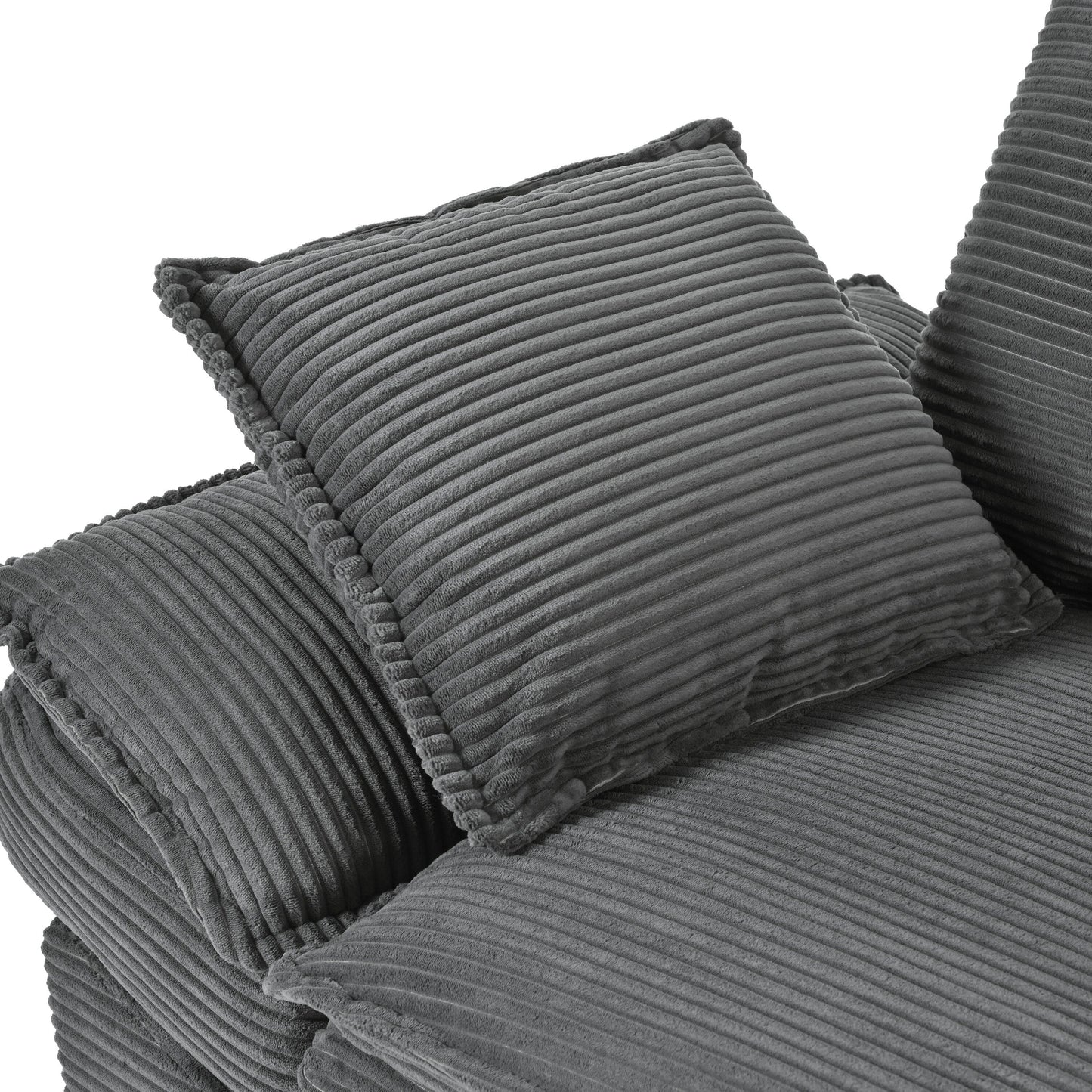 Gray Modern 85.4 Corduroy Upholstered Loveseat Sofa with 2 Decorative Throw Pillows for Living Room