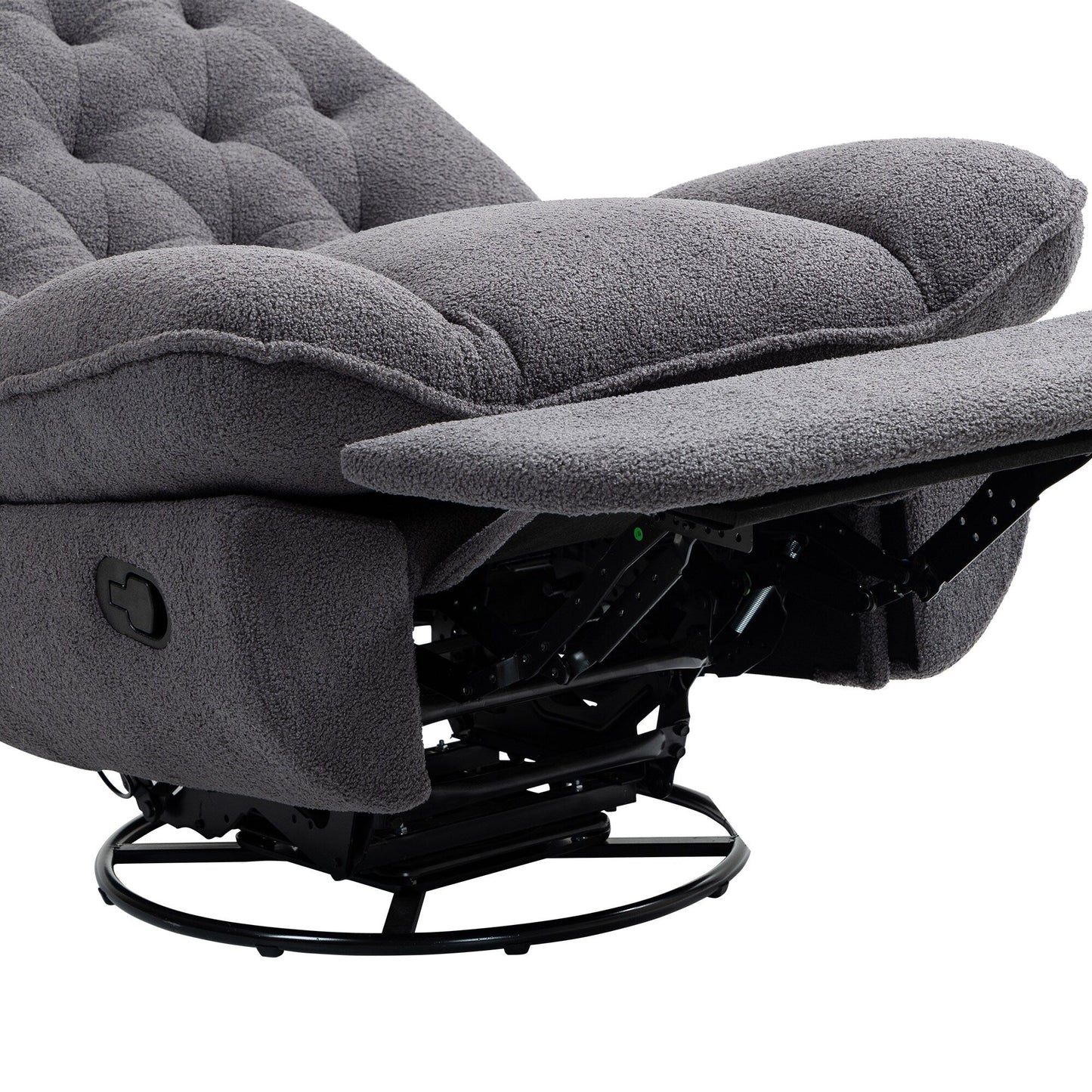 Gray Oversized Chenille 360Â° Swivel Glider Rocker Recliner with Extended Footrest