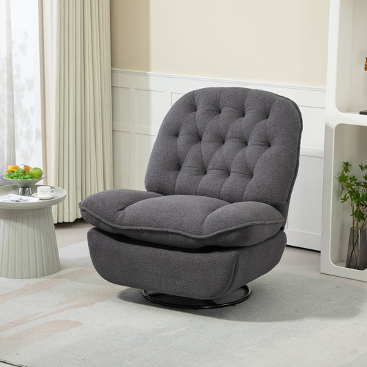 Gray Oversized Chenille 360Â° Swivel Glider Rocker Recliner with Extended Footrest