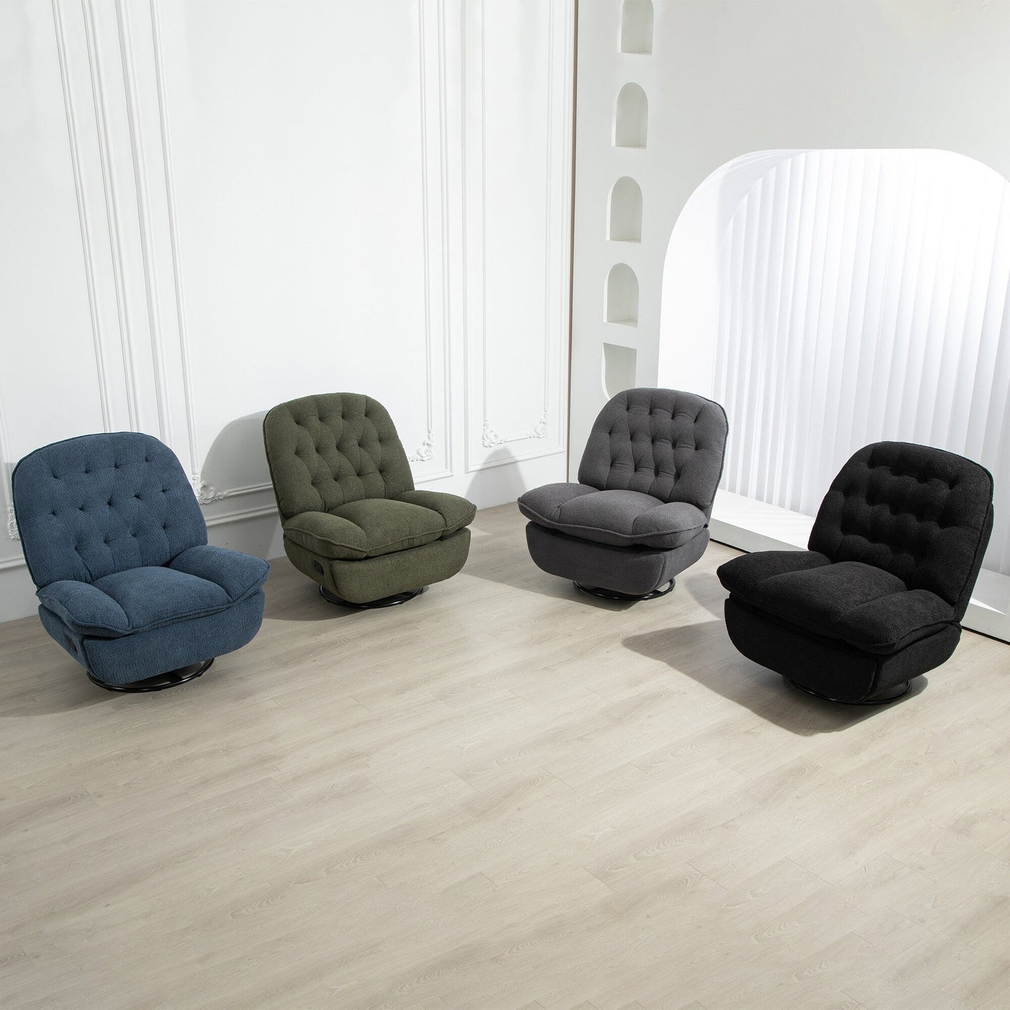 Gray Oversized Chenille 360Â° Swivel Glider Rocker Recliner with Extended Footrest