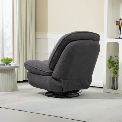 Gray Oversized Chenille 360Â° Swivel Glider Rocker Recliner with Extended Footrest