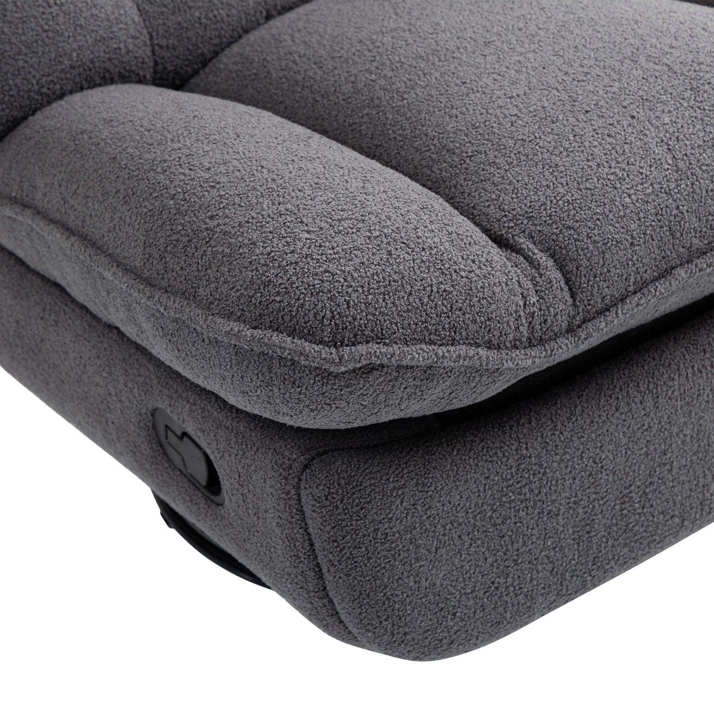 Gray Oversized Chenille 360Â° Swivel Glider Rocker Recliner with Extended Footrest