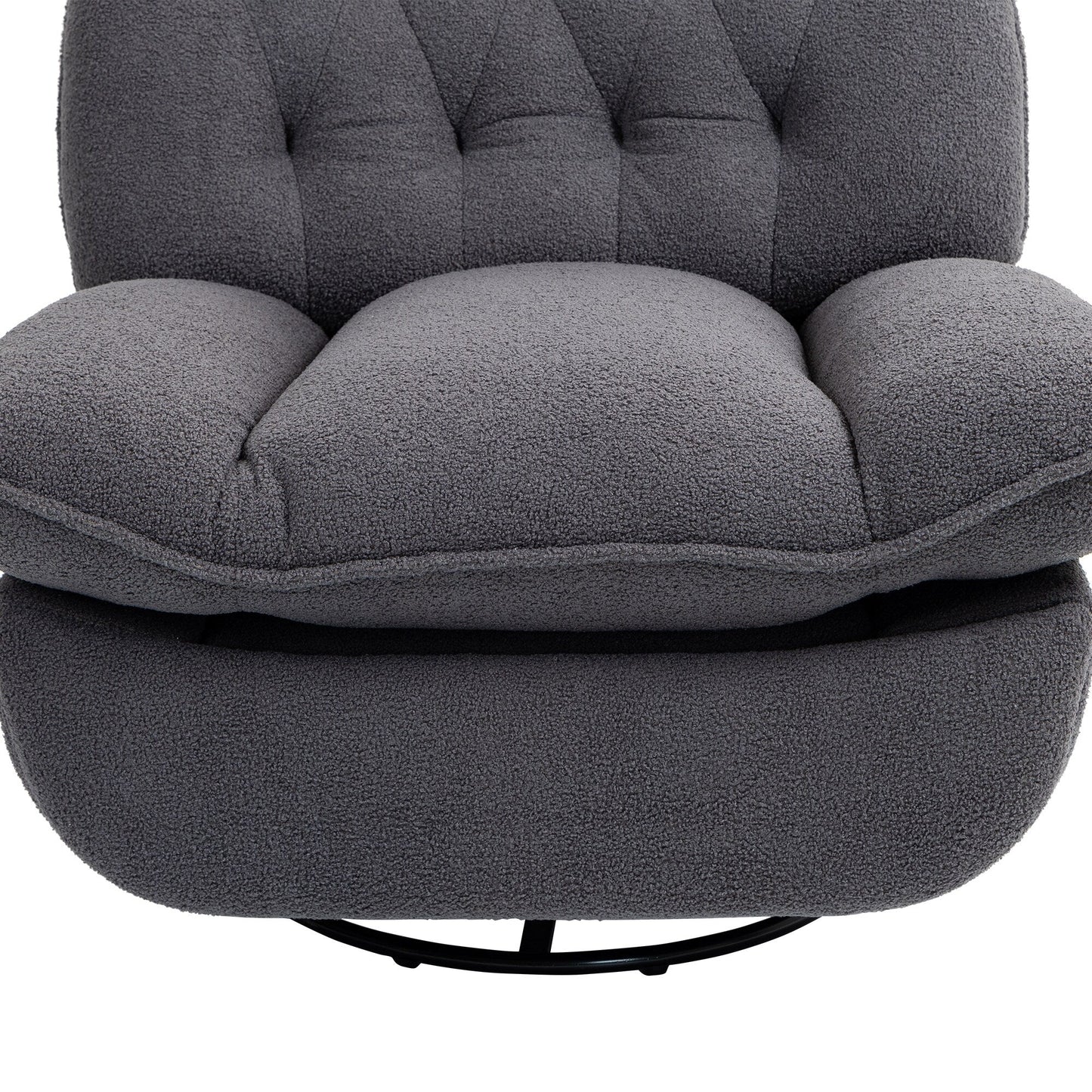Gray Oversized Chenille 360Â° Swivel Glider Rocker Recliner with Extended Footrest