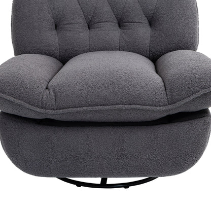 Gray Oversized Chenille 360Â° Swivel Glider Rocker Recliner with Extended Footrest
