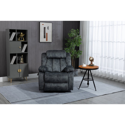 Gray Oversized Velvet Upholstered Power Lift Recliner with Massage, Lumbar Heating, 2 Side Pockets, USB Port
