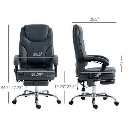 Gray PU Leather 360Â° Swivel Office Recliner with Vibration Massage, Lumbar Heating, Footrest, Adjustable Height