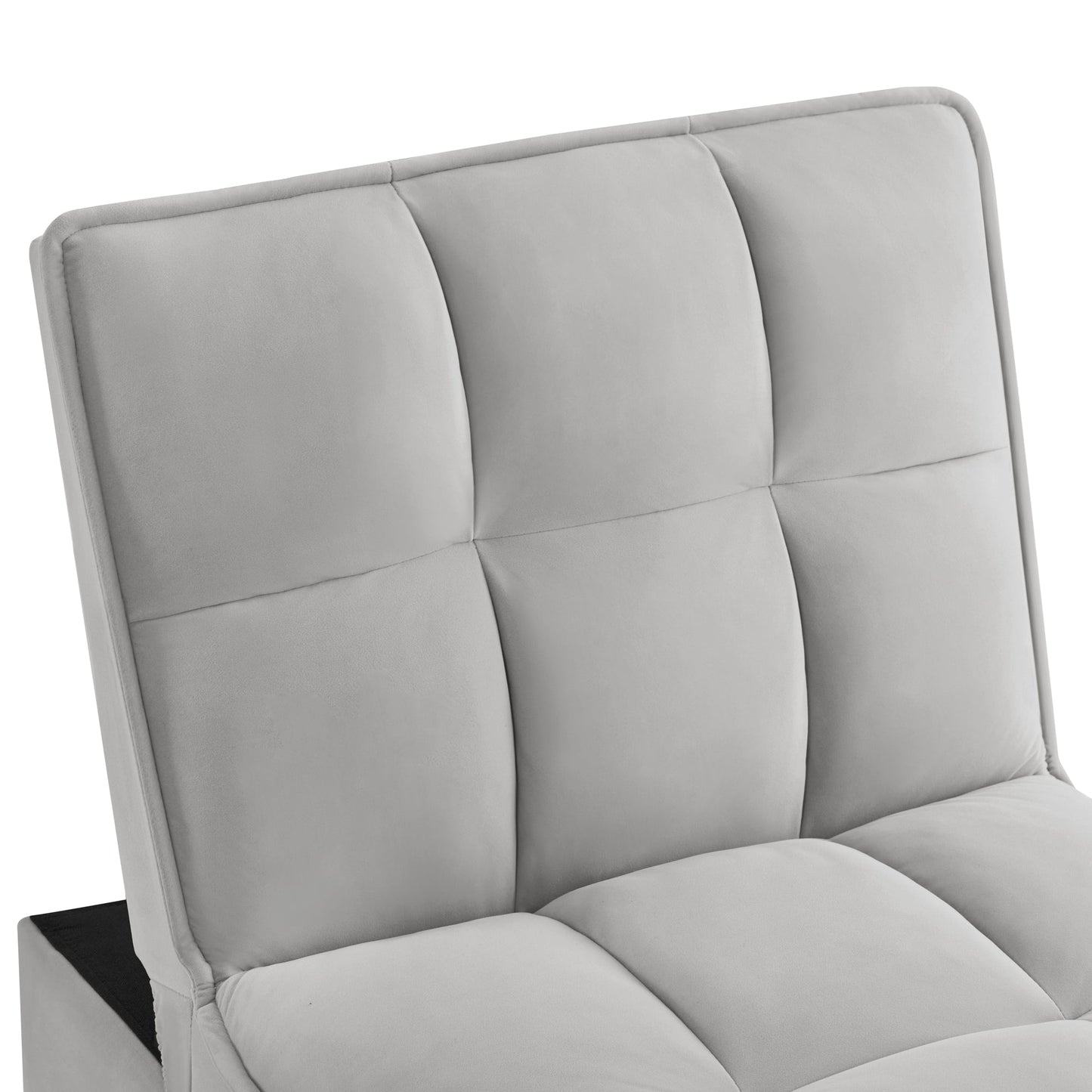 Gray Velvet Folding Sofa Bed with Adjustable Backrest