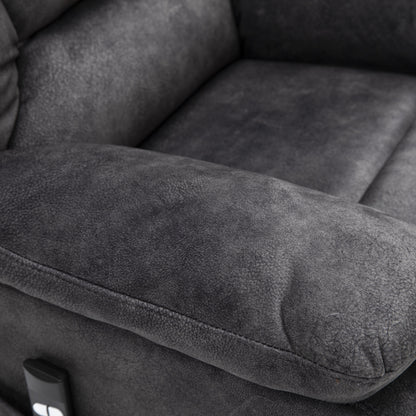 Gray Velvet Upholstered Power Lift Recliner for Elderly with Massage, Lumbar Heating, Side Storage Pockets