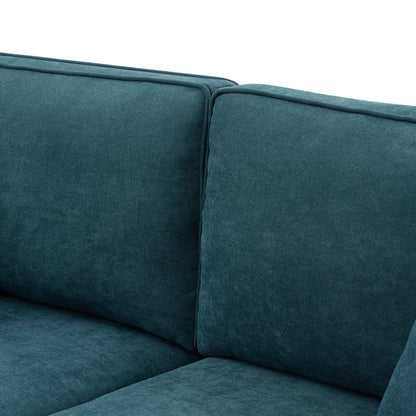 Green 60 Modern Chenille 2-Seater Sofa Couch, with Brown Legs, 2 Pillows, and Removable Back Cushions