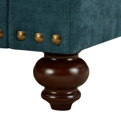 Green 60 Modern Chenille 2-Seater Sofa Couch, with Brown Legs, 2 Pillows, and Removable Back Cushions
