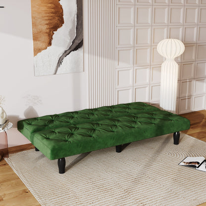 Green 66 Velvet 3-seater Sofa Bed with Sturdy Wood Frame and High Elastic Foam Cushion for Living Room