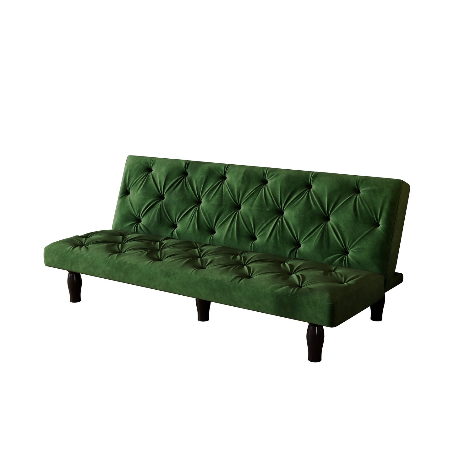 Green 66 Velvet 3-seater Sofa Bed with Sturdy Wood Frame and High Elastic Foam Cushion for Living Room