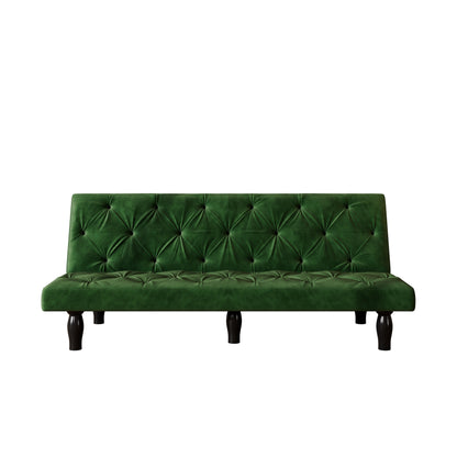 Green 66 Velvet 3-seater Sofa Bed with Sturdy Wood Frame and High Elastic Foam Cushion for Living Room