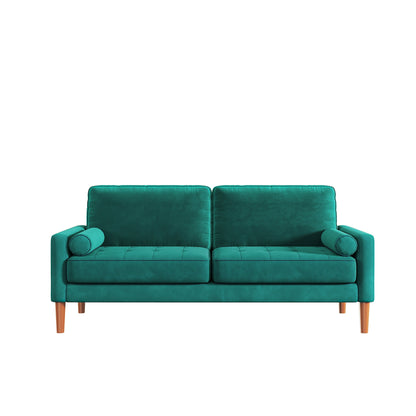 Green 67.7 Upholstered 3-Seater Sofa with Tool-Free Assembly, High-Density Foam, and Solid Wood Frame