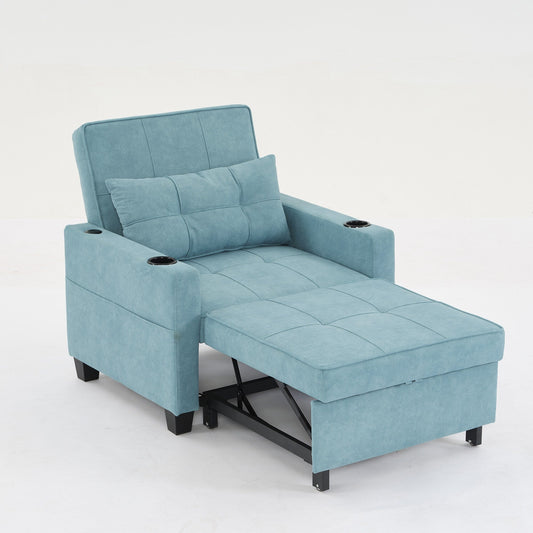 Green 68.12 Tech Clothr 3-in-1 Single Convertible Pull Out Sofa with USB Ports and Wear-resistantfor Living Room