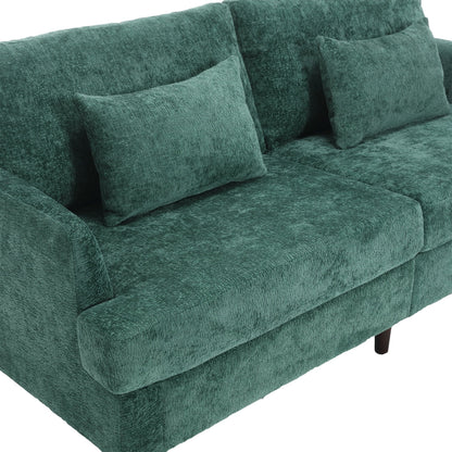 Green 68.9'' Chenille 2-Seater Sofa with Detachable Cushions and Wooden Legs
