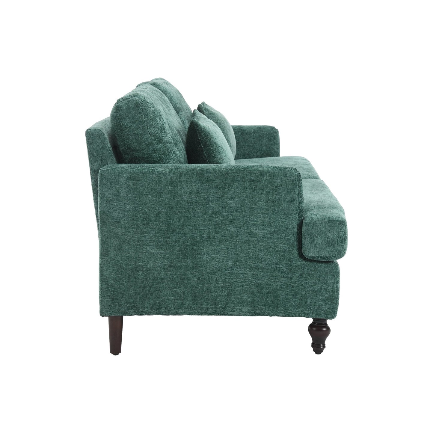 Green 68.9'' Chenille 2-Seater Sofa with Detachable Cushions and Wooden Legs