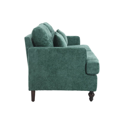 Green 68.9'' Chenille 2-Seater Sofa with Detachable Cushions and Wooden Legs