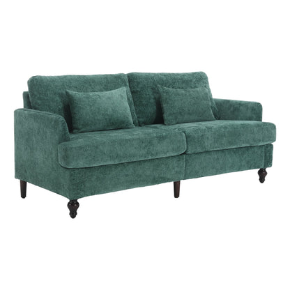 Green 68.9'' Chenille 2-Seater Sofa with Detachable Cushions and Wooden Legs