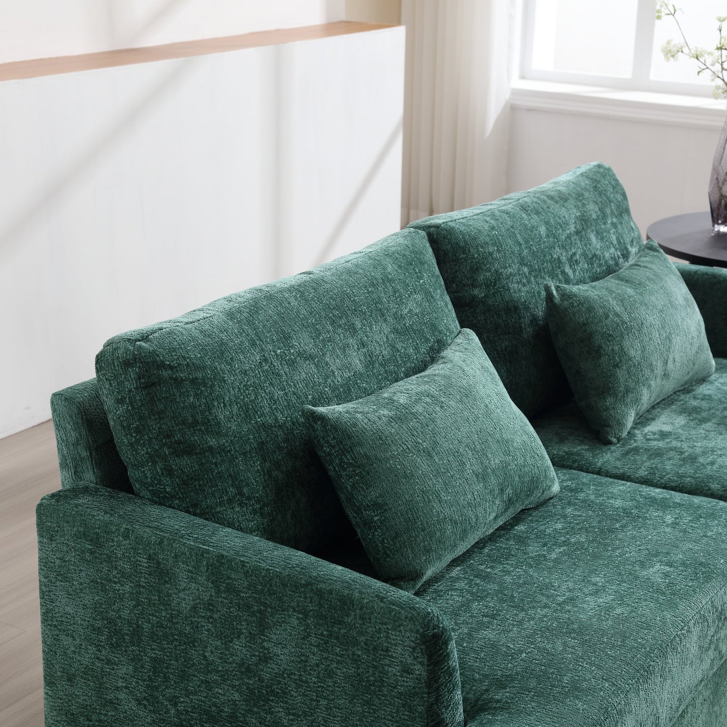 Green 68.9'' Chenille 2-Seater Sofa with Detachable Cushions and Wooden Legs