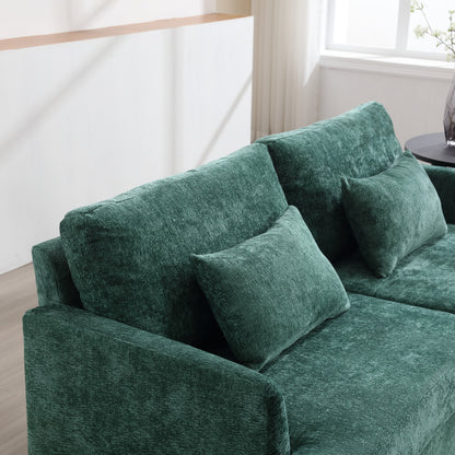 Green 68.9'' Chenille 2-Seater Sofa with Detachable Cushions and Wooden Legs