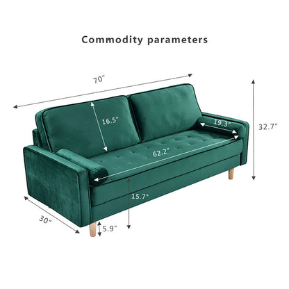 Green 70 3-seater Sofa with High-Quality Elastic amd Doll Cotton Filling Cushion for Living Room