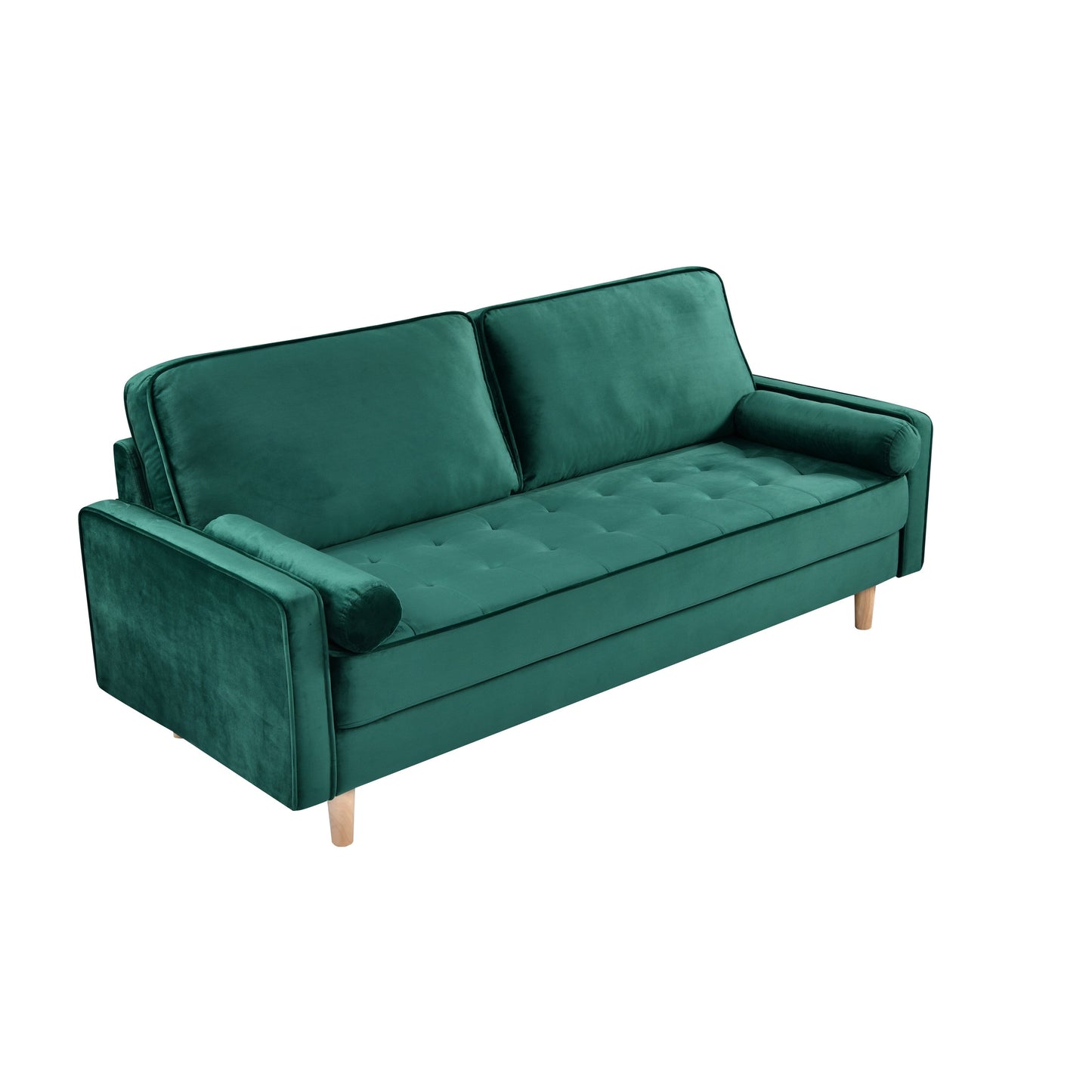 Green 70 3-seater Sofa with High-Quality Elastic amd Doll Cotton Filling Cushion for Living Room