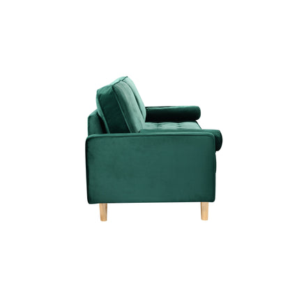 Green 70 3-seater Sofa with High-Quality Elastic amd Doll Cotton Filling Cushion for Living Room