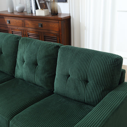 Green 73.62'' Velvet L-Shaped 3 Seater Sofa Couch with Reversible Chaise, for Small Spaces, Pet-Friendly, Easy Assembly