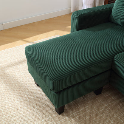 Green 73.62'' Velvet L-Shaped 3 Seater Sofa Couch with Reversible Chaise, for Small Spaces, Pet-Friendly, Easy Assembly