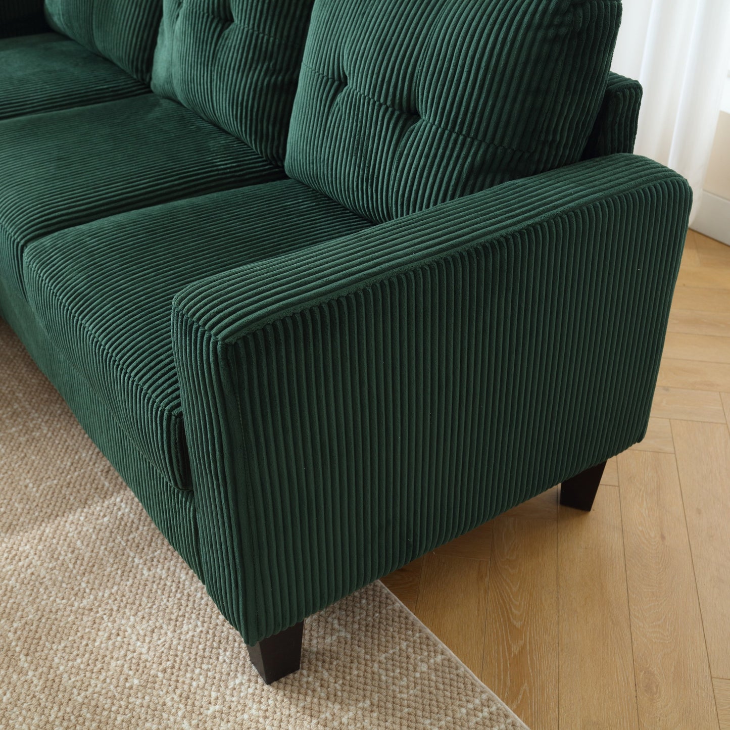 Green 73.62'' Velvet L-Shaped 3 Seater Sofa Couch with Reversible Chaise, for Small Spaces, Pet-Friendly, Easy Assembly