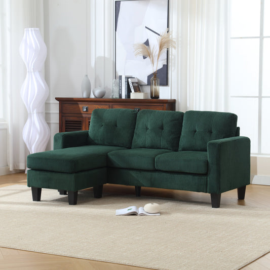 Green 73.62'' Velvet L-Shaped Sofa with Pet-Friendly Fabric, Reversible Chaise, and Easy Assembly
