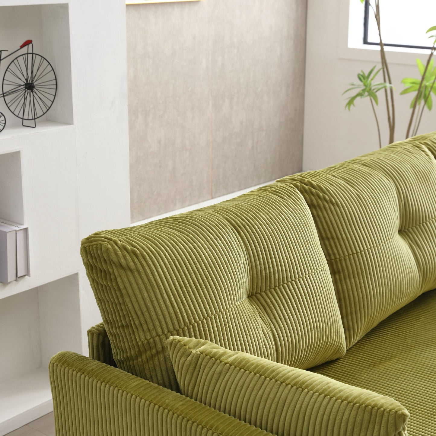 Green 81.1 Fabric L-Shaped Sofa with Reversible Chaise, Storage, and Solid Wood Frame