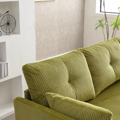 Green 81.1 Fabric L-Shaped Sofa with Reversible Chaise, Storage, and Solid Wood Frame