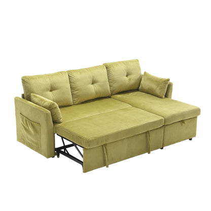 Green 81.1 Fabric L-Shaped Sofa with Reversible Chaise, Storage, and Solid Wood Frame