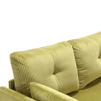 Green 81.1 Fabric L-Shaped Sofa with Reversible Chaise, Storage, and Solid Wood Frame