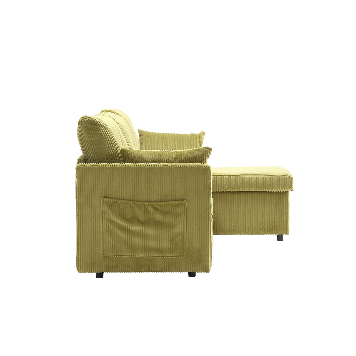 Green 81.1 Fabric L-Shaped Sofa with Reversible Chaise, Storage, and Solid Wood Frame