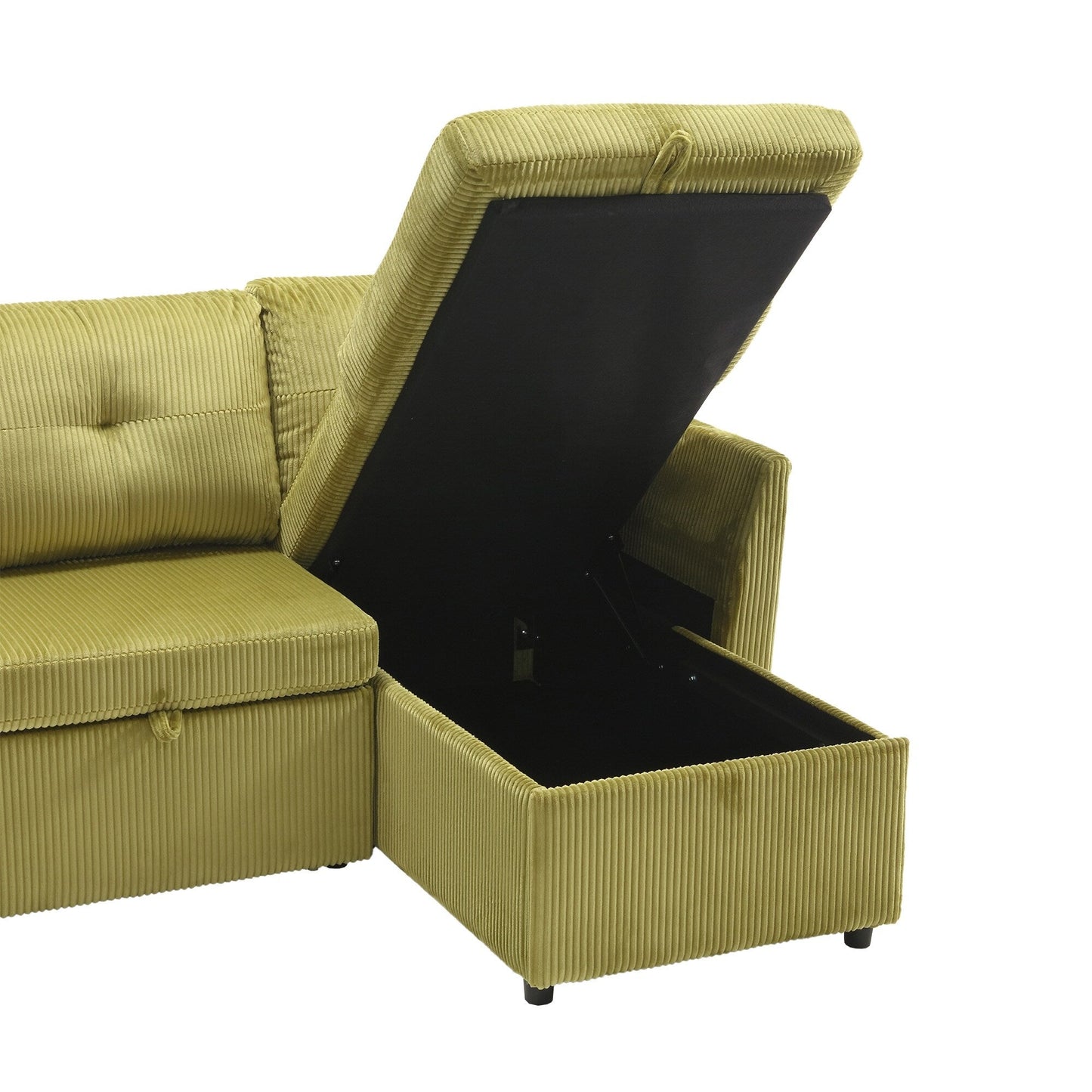 Green 81.1 Fabric L-Shaped Sofa with Reversible Chaise, Storage, and Solid Wood Frame
