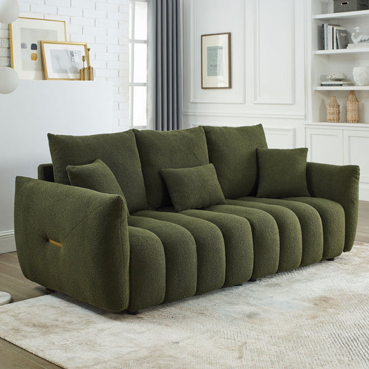 Green 82'' Fabric 3-Seater Sofa with Soft Foam Cushions