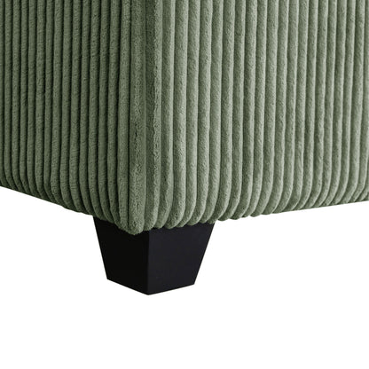 Green 90'' Corduroy 2-Seater Sleeper Sofa with Removable Cushions, 2 Pillows, and Detachable Ottomans