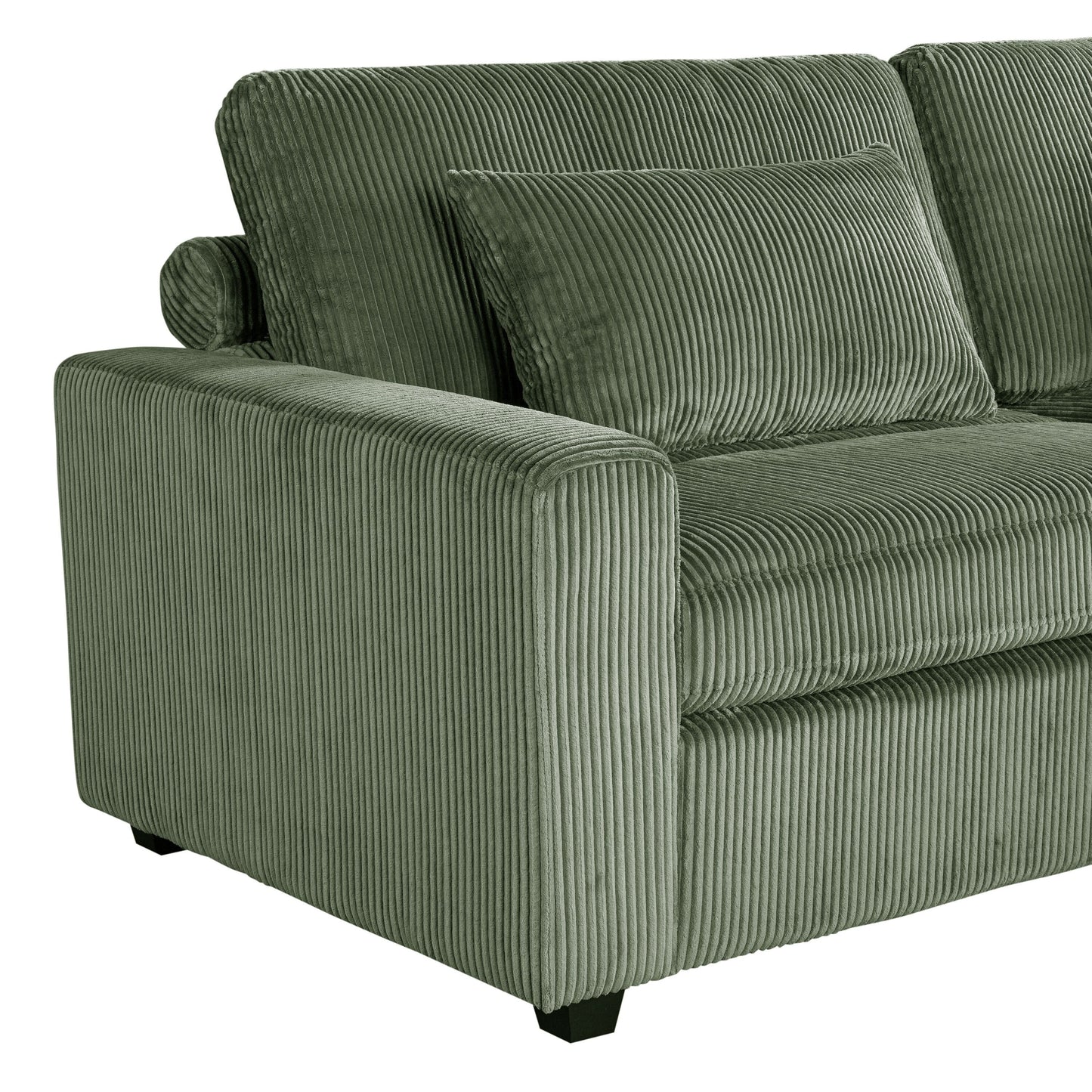 Green 90'' Corduroy Sleeper Sofa with Removable Cushions