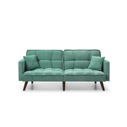 Green Chenille Loveseat Sofa Bed with USB Charging Port