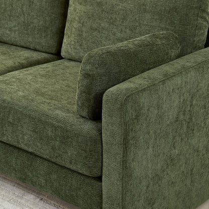 Green Chenille Loveseat Sofa with Back Cushions and Pillows