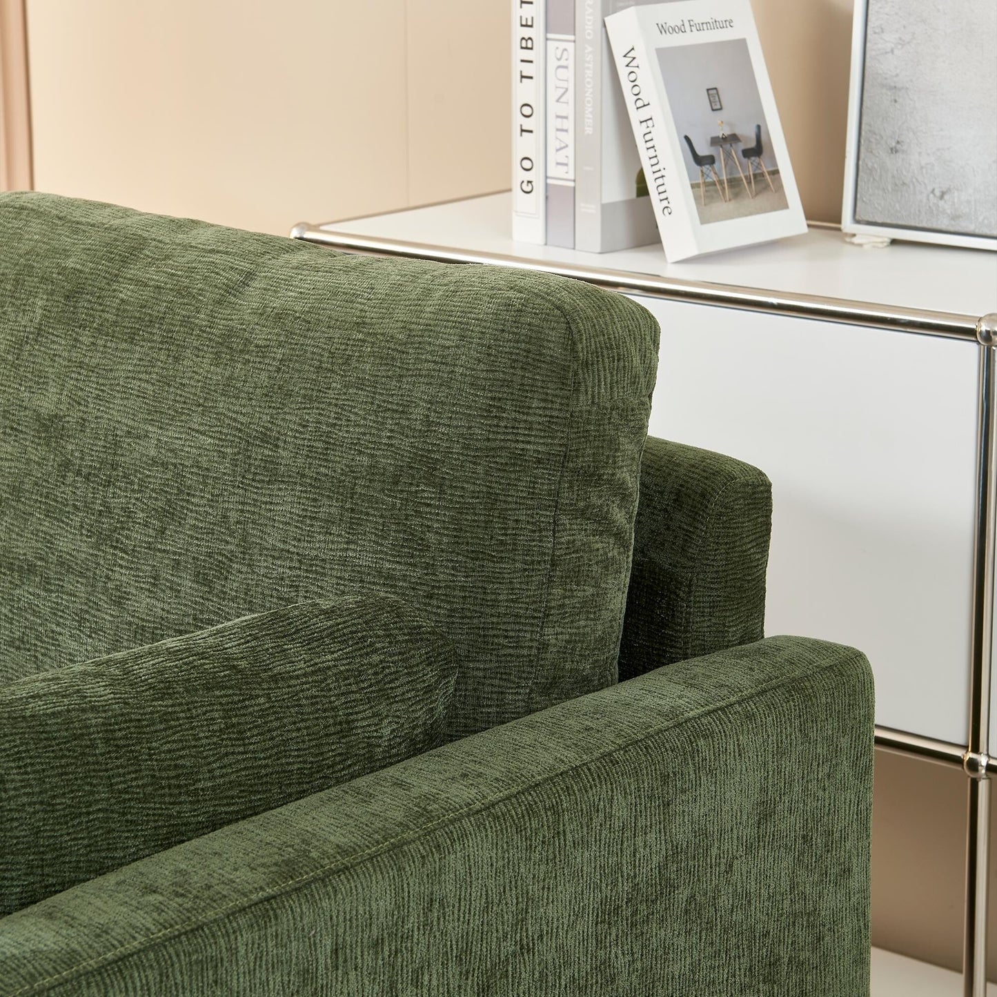 Green Chenille Loveseat Sofa with Back Cushions and Pillows
