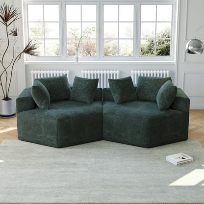 Green Chenille Single Sleeper Sofa with Backrest Pillow