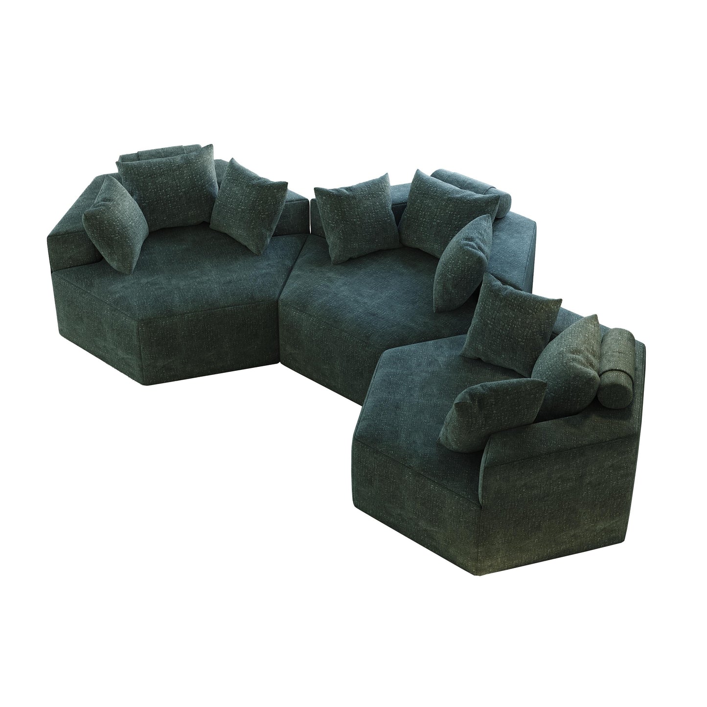 Green Chenille Single Sleeper Sofa with Backrest Pillow