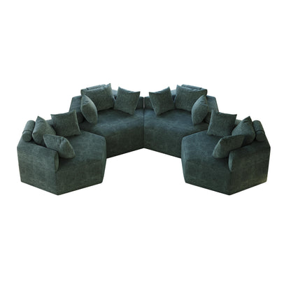 Green Chenille Single Sleeper Sofa with Backrest Pillow