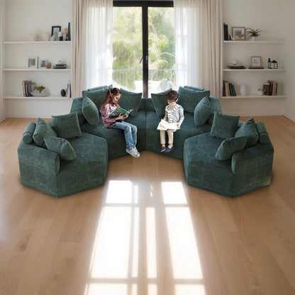 Green Chenille Single Sleeper Sofa with Backrest Pillow